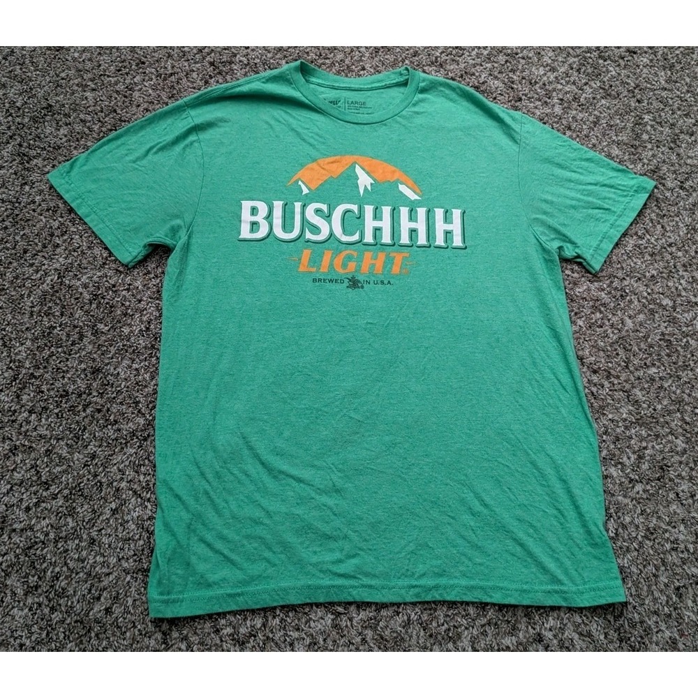 Brew City BUSCHHH Light‎ Beer Mens Green T-Shirt St. Patricks Day - Size L